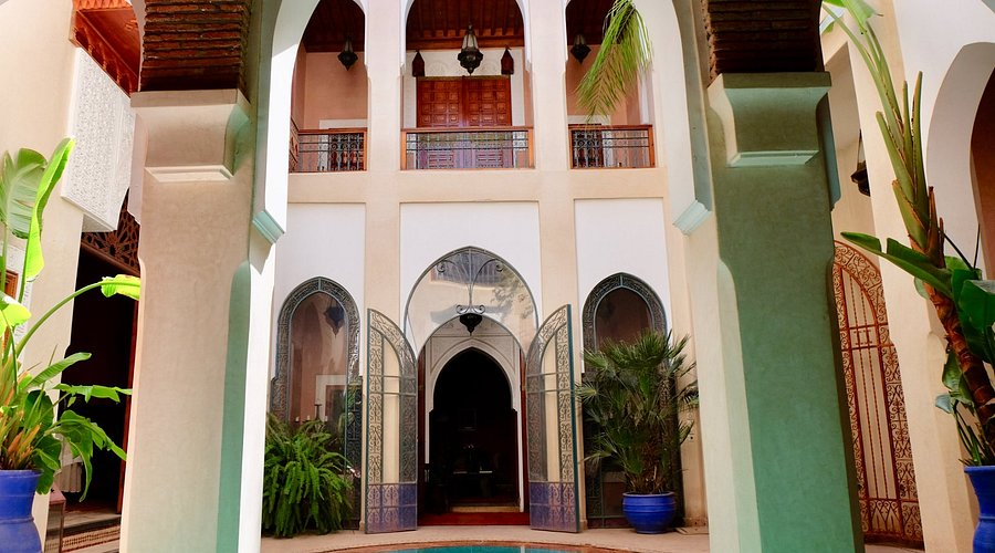 Tranquil courtyard of a traditional Moroccan riad
