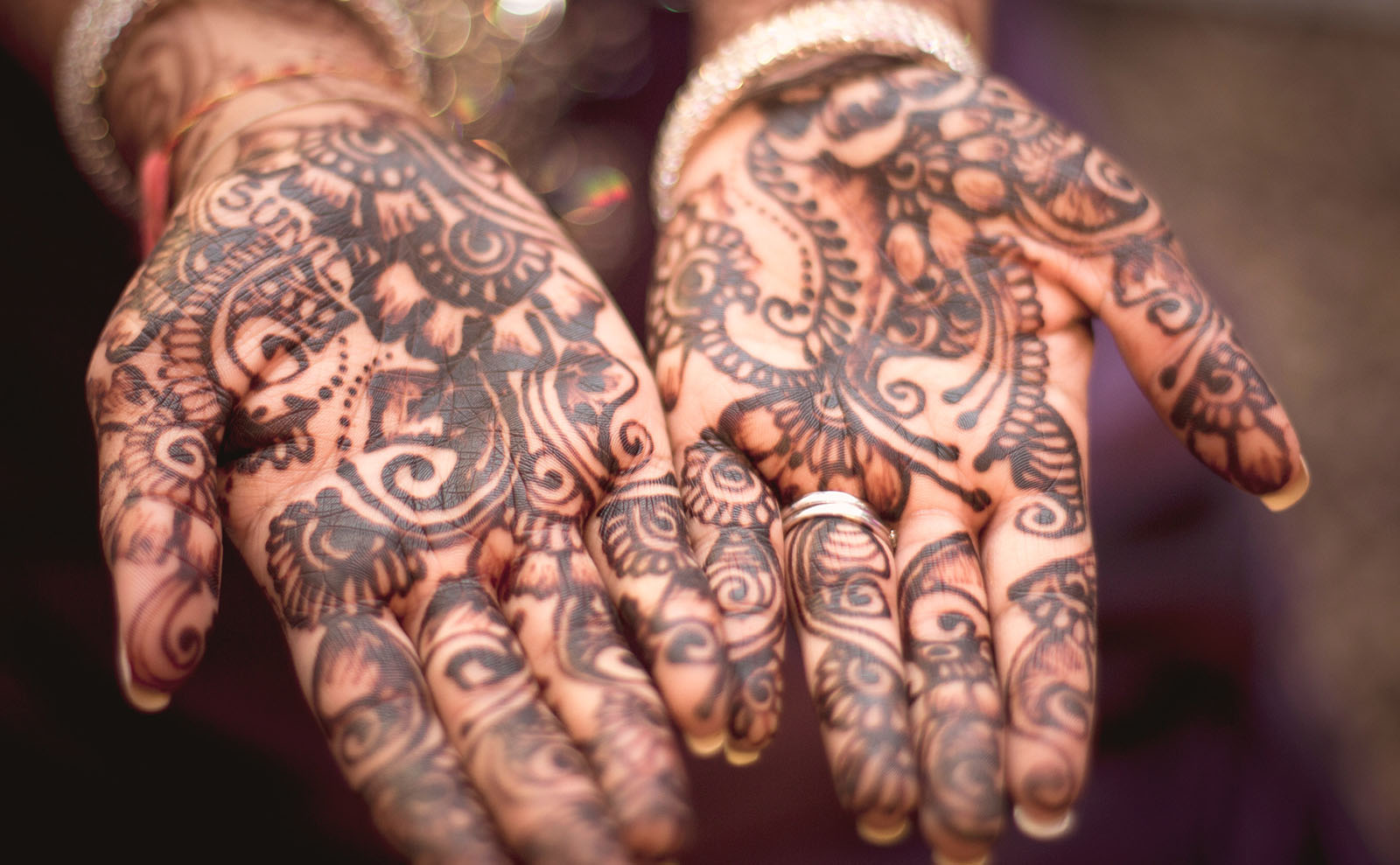 Intricate henna designs on a Moroccan woman's hands