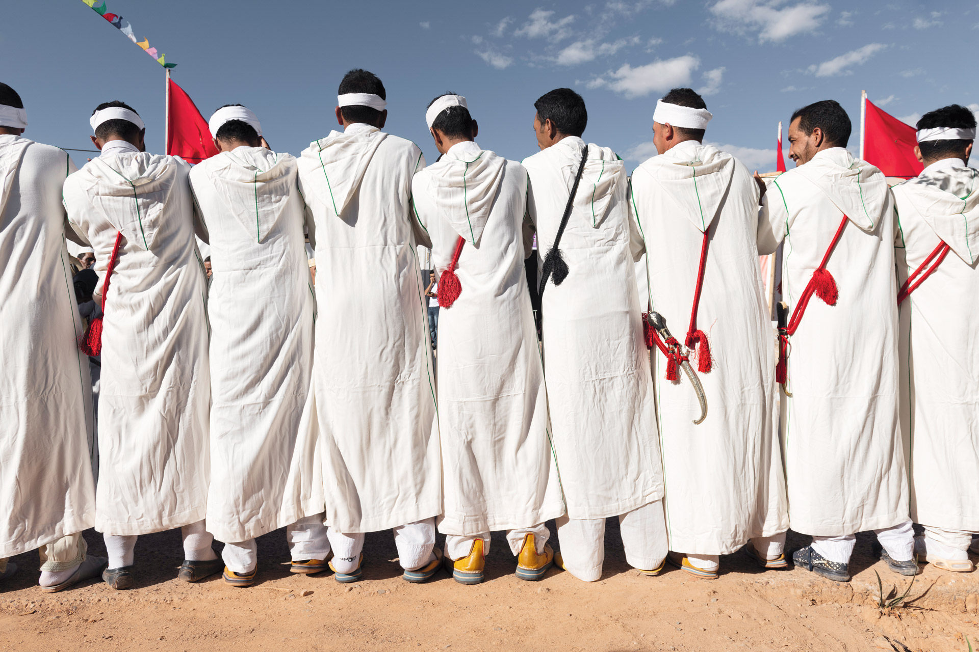 Traditional Berber musicians performing at the Saffron Festival in Taliouine