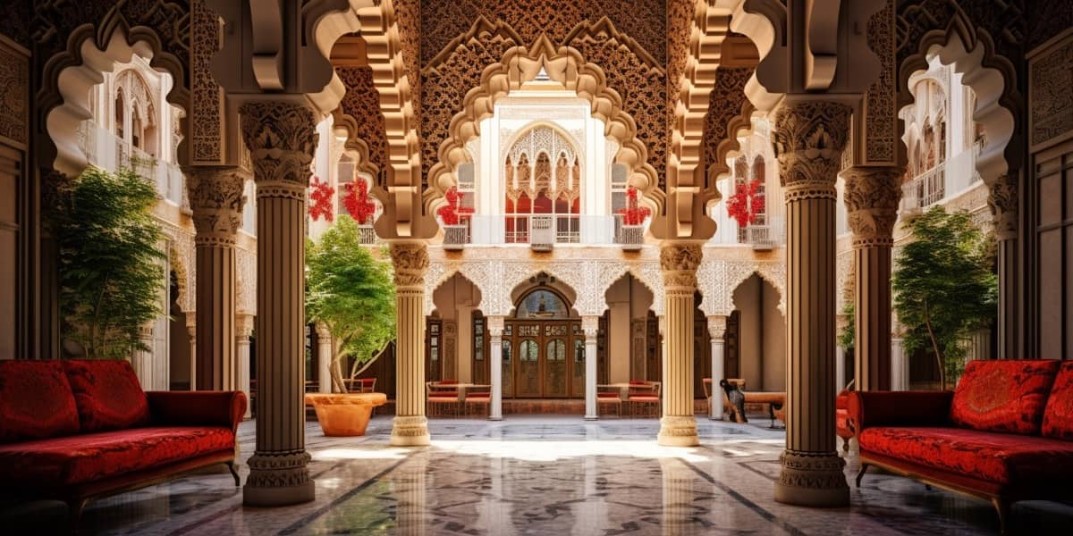 The ornate Bahia Palace in Marrakech, showcasing a blend of Moorish and European architectural styles
