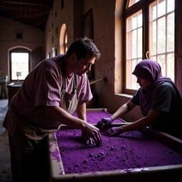 Artisans participating in a traditional Moroccan embroidery workshop